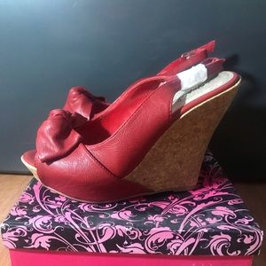 Brand new Cupid red cork wedges